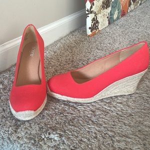 NWOT J Crew Red Espadrille Wedges 8.5